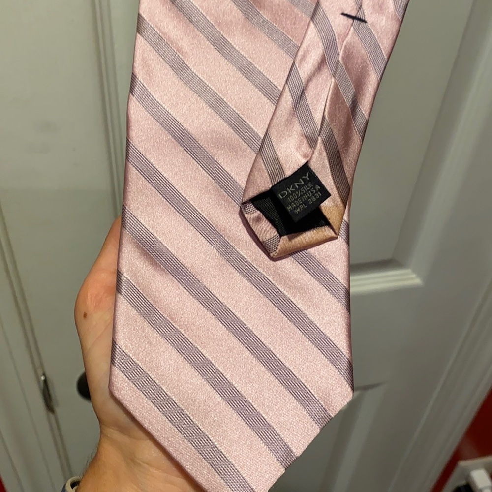 Pink with hits of silver DKNY tie